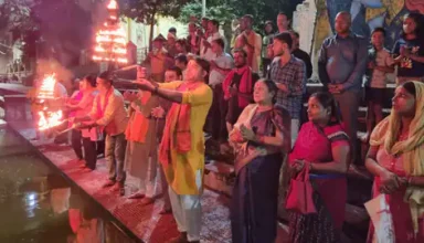 ganga arti on sharad purnima in muzaffarpur bihar oath to keep river pond nature clean 1665363604